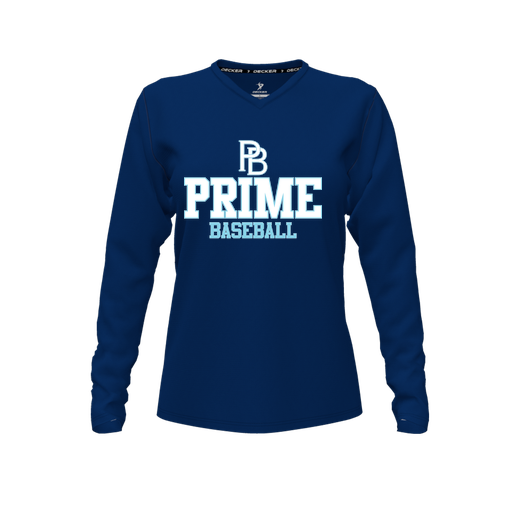 [CUS-DFW-TEES-CMF-VNK-LSL-NVY-FYXS-LOGO2] Decker Comfort T-Shirt (Female Youth XS, Navy, V Neck, Logo 2, Long Sleeve)