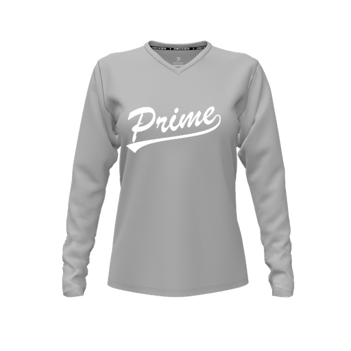 [CUS-DFW-TEES-CMF-VNK-LSL-GRY-FYXS-LOGO1] Decker Comfort T-Shirt (Female Youth XS, Gray, V Neck, Logo 1, Long Sleeve)