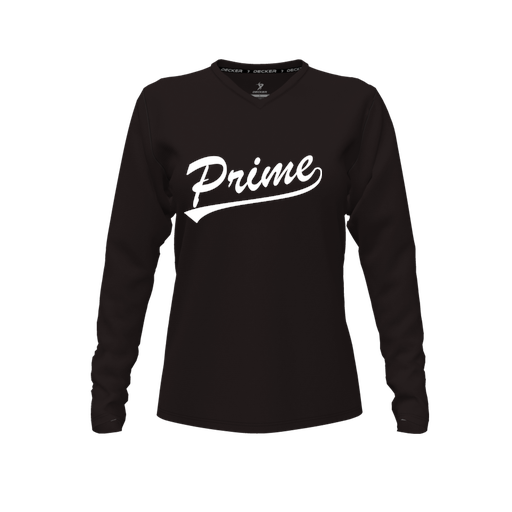 [FTLVPTBK-FYXS-LOGO1] Decker Performance T-Shirt (Female Youth XS, Black, V Neck, Logo 1, Long Sleeve)