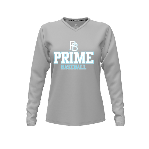 [FTLVPTGY-FYXS-LOGO2] Decker Performance T-Shirt (Female Youth XS, Gray, V Neck, Logo 2, Long Sleeve)