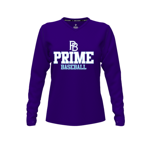 [FTLVPTPP-FYXS-LOGO2] Decker Performance T-Shirt (Female Youth XS, Purple, V Neck, Logo 2, Long Sleeve)